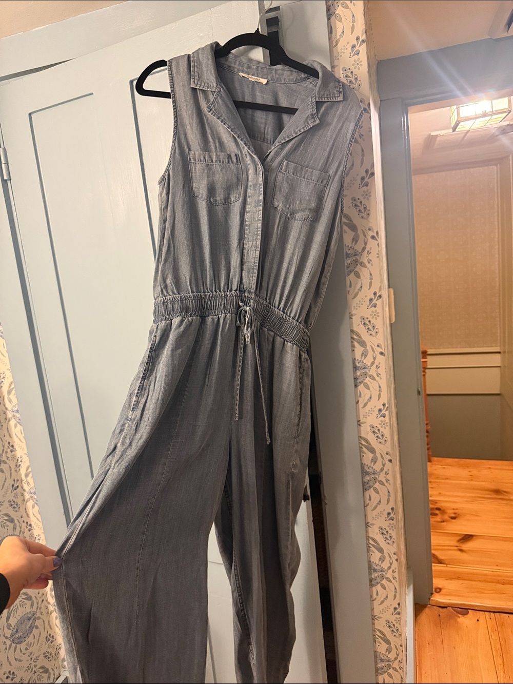 Splendid Light Blue Sleeveless Denim Jumpsuit
